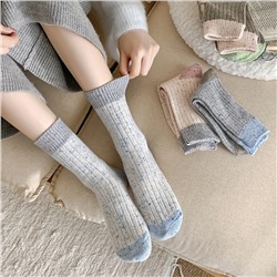 Demi-season socks, South Korean goods, velvet warm woolen cashmere, mid-length