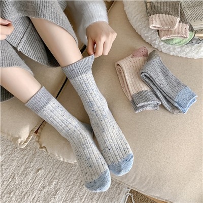 Demi-season socks, South Korean goods, velvet warm woolen cashmere, mid-length