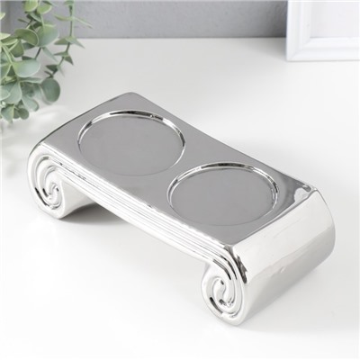 Подсвечник на 2 свечи «Греция», d=7.5 см, серебро, 22.5×10×7 см