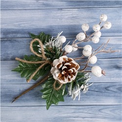 Еловая ветка декоративная «Зимнее волшебство. Чудо», 24 см