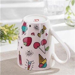 Кружка Доляна «Сладости», 350 мл, фарфор, розовая