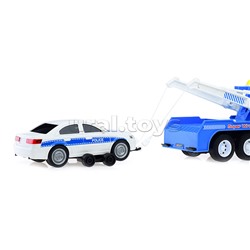 Машина "Эвакуатор" 1:16 (свет,звук) на батарейках, в коробке (синий)