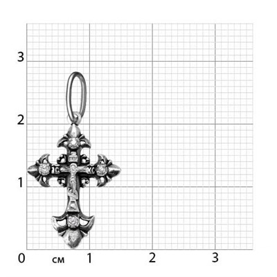 Крест с фианитом выборочно черненный серебро 925*