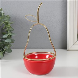 Подставка для мелочей «Груша», керамика, металл, красная с золотом, 8×8×17 см