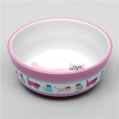 Миска керамическая «Кошачья жизнь» 270 мл 12.7×5 см, розовая