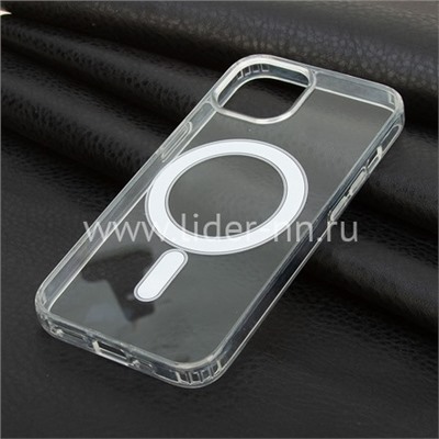 Задняя панель для  iPhone 13 6.1"  Силикон с MagSafe (коробка) прозрачная