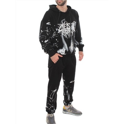 2608/7325 BLACK Костюм спортивный мужской (75% хлопок, 20% полиэстер, 5% спандекс)