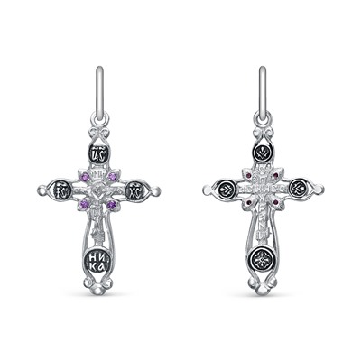 Крест с фианитом выборочно черненный серебро 925*