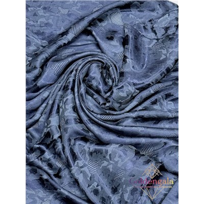 Платок однотонный из натурального шелка синий Арт В1051/02