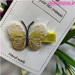 Заколка-уточка для волос с бабочкой из органзы детская 5,5 см УТ14 тип 2