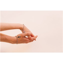 Браслеты парные «Неразлучники» м+ж с дельфинами, чёрно-красные в серебре, L=17 см