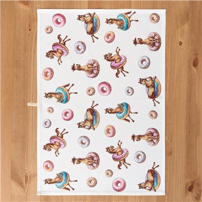 НАБОР ПОЛОТЕНЕЦ ИЗ 2ШТ "ЛОШАДЬ В ПОНЧИКАХ",БЕЛЫЙ,40Х60СМ ТВИЛ,100% ХЛОПОК