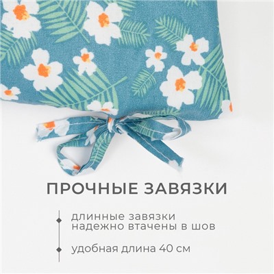 Сидушка на стул Этель "Райские цветы" 40х40 см, цв. синий, 100% полиэстер