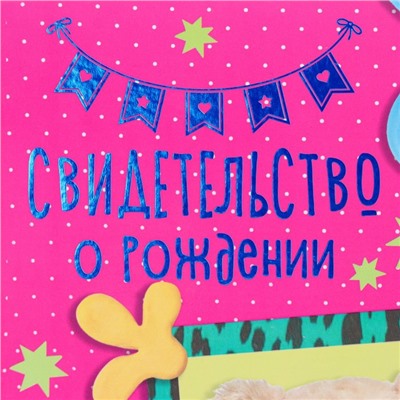 Папка для свидетельства о рождении, тиснение, А5 «Мишка»