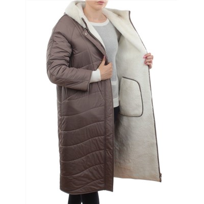 2660 DK. BEIGE Пальто двухстороннее женское еврозима (100 гр. холлофайбер)