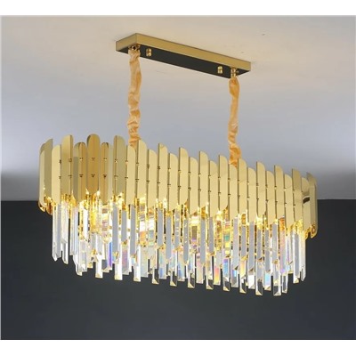 299-249 Люстра 90х30 см, выс. 38 см(х1)Кристаллы, нержавеющая сталь