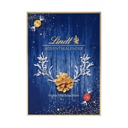 Lindt Adventskalender 2025 blau 194g, Адвент-календарь, 24 сладких сюрприза, 194 грамма