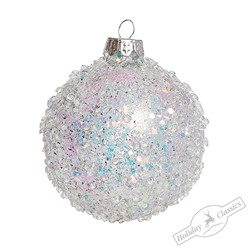 Шар "Льдинки" серебро/синий (стекло) 8 см