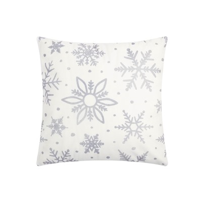 Наволочка декоративная новогодняя «Этель. Снежинки» 40×40 см, 100% п/э