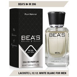 Beas M206 Lacoste L.12.12. White Blanc Men edp 50 ml, Парфюм мужской Beas M206 создан по мотивам аромата Lacoste L.12.12. White Blanc