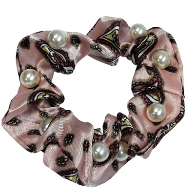 Резинка объемная шелковая с жемчугом 9,5 см Р19 6 шт