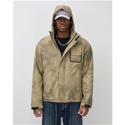 Куртка спортивная мужская весна осень бежевого цвета 25473B