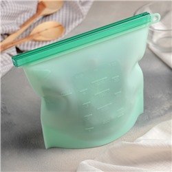 Пакет для хранения Доляна, силикон, 21.5×18 см, 1.1 л, zip lock, многофункциональный, герметичный, зелёный