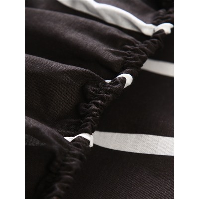 Простыня на резинке Этель 160*200*25 см "Black stripes", 100% хлопок, поплин, 125 гр/м2