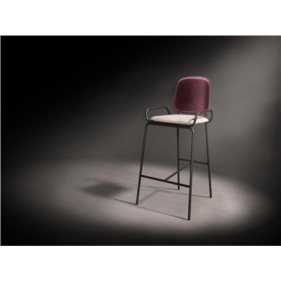 Стул барный Ror, 2 Frame, велюр, черный/пурпурный/серый