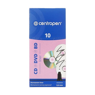 Маркер для CD/DVD Centropen 4616, диаметр узла 1.2 мм, линия 0.6 мм, синий