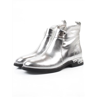 01-B48B-87C GREY/SILVER Ботинки демисезонные женские (натуральная кожа, байка)