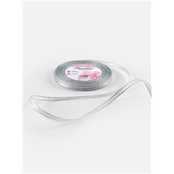 Лента парчовая, 6 мм, 23±1 м, цвет серебряный