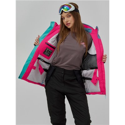 Горнолыжная куртка женская зимняя бирюзового цвета 7091Br