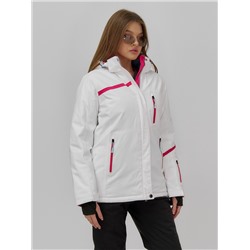 Горнолыжная куртка женская зимняя белого цвета 7091Bl