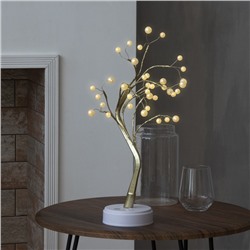 УЦЕНКА Светодиодный куст «Жемчужины золотистые» 45 см, 36 LED, постоянное свечение, батарейки ААх3, USB, свечение тёплое белое
