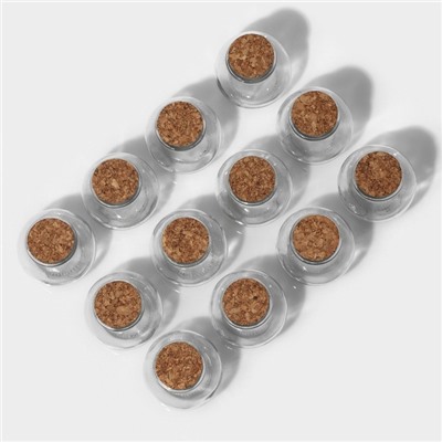 Набор баночек для специй Доляна «Парфе», 120 мл, 7×7 см, с пробковой крышкой, 12 шт., стекло