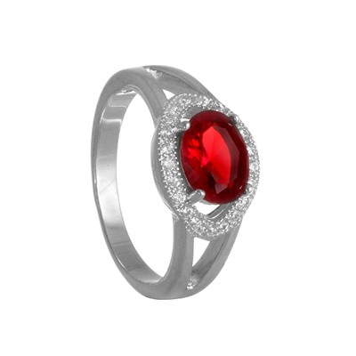 Кольцо 'Аврора' с красным фианитом ТФКС.В14ФЦ3