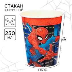 Стакан бумажный "С Днем Рождения!", 250 мл, Человек-паук