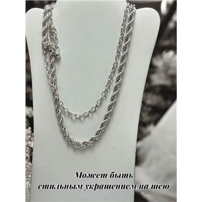 Пояс женский цепочка  универсальный цвет серебро модель 4