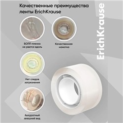 Клейкая лента канцелярская, 24 мм × 20 метра, ErichKrause Clear, прозрачная, в пакете, цена за 1 шт.