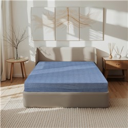 Простыня Этель Denim 160*200*25 см, цв.синий, жатый хлопок, 140 гр/м2, 100% хлопок