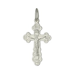 Крест из серебра литье белый