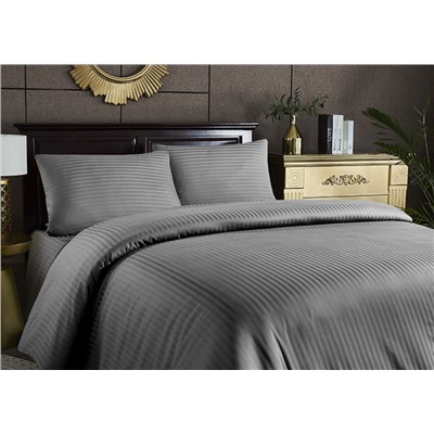 КПБ Страйп-поплин чёрный полоса 1х1