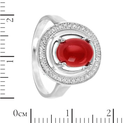 Кольцо 'Элегия' с имитацией коралла и фианитами ТШКС.731КЛ1.59