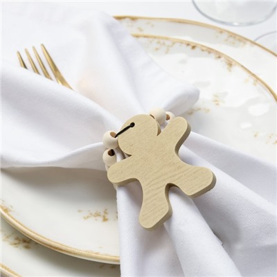 Кольцо для салфеток «Пряник», коричневое, 6×7 см, дерево