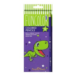 Карандаши цветные 12 цветов FunColor, пластиковые, трёхгранные, МИКС