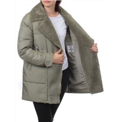 033 GRAY/GREEN Куртка зимняя облегченная женская (холлоффайбер 150 гр., искусственная дубленка)