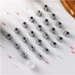 Набор насадок кондитерских Доляна, d=1.5 см, насадки 23 шт., адаптер 1 шт., МИКС