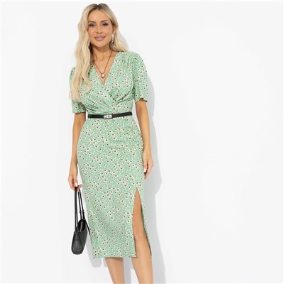 Платье из вискозы с драпировкой, Амур настиг (зеленое)