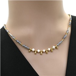 Чокер из циркона с жемчугом цвет сизый, 41см